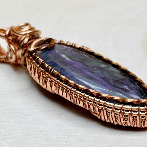 Charoite Wire Wrap Pendant - Picture 4 of 9